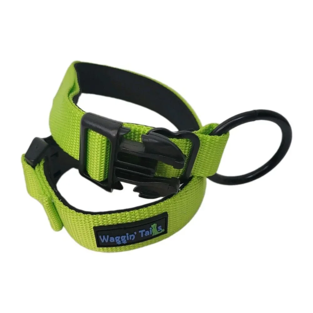 Waggin' Tails Dog Collar & Reflective Dog Leash Matching Set Neon Green Black